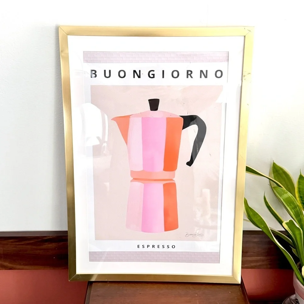 Buongiorno Espresso Framed Art Modern Wall Decor Baroo Bloom Coffee Art Framed